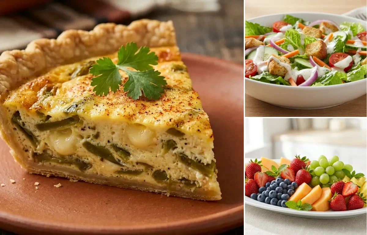 Green Chile Quiche with Side Salad and Fruit Platter