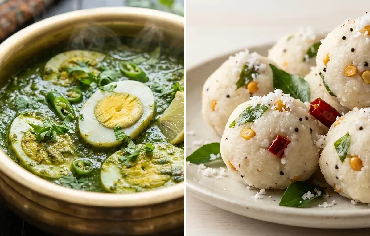 Green Masala Egg Curry with Pundi Gatti