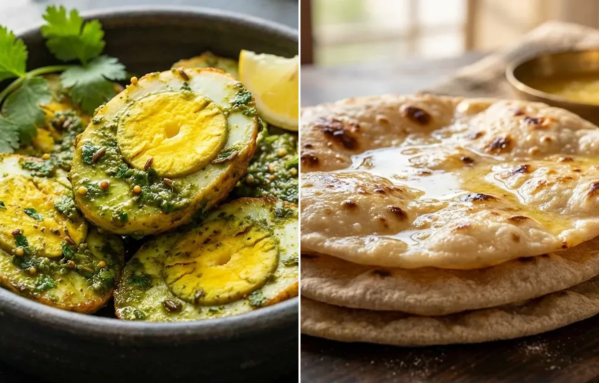 Green Masala Egg Fry with Chapati