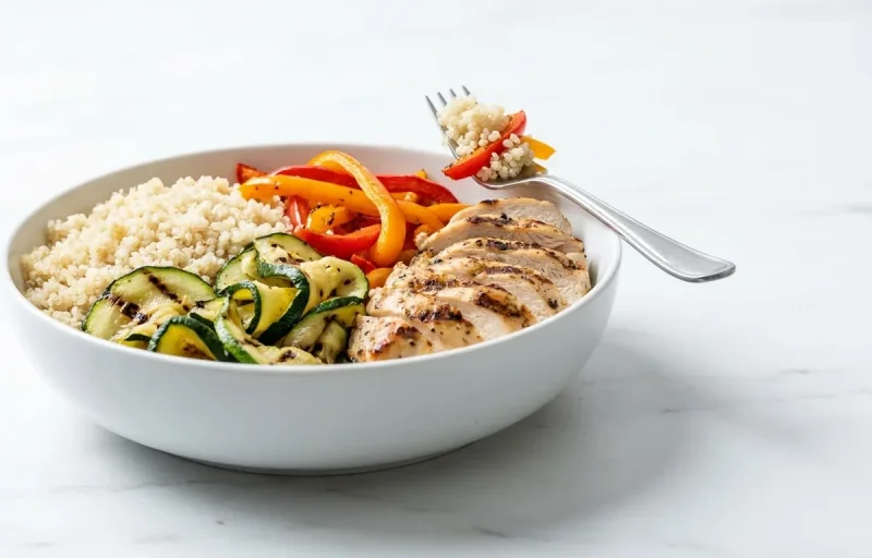 Grilled Chicken Bowl with Quinoa and Roasted Vegetables