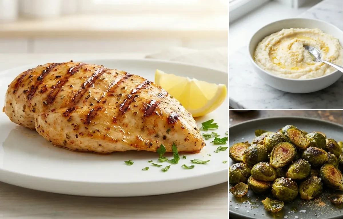 Grilled Chicken Breast with Roasted Brussels Sprouts