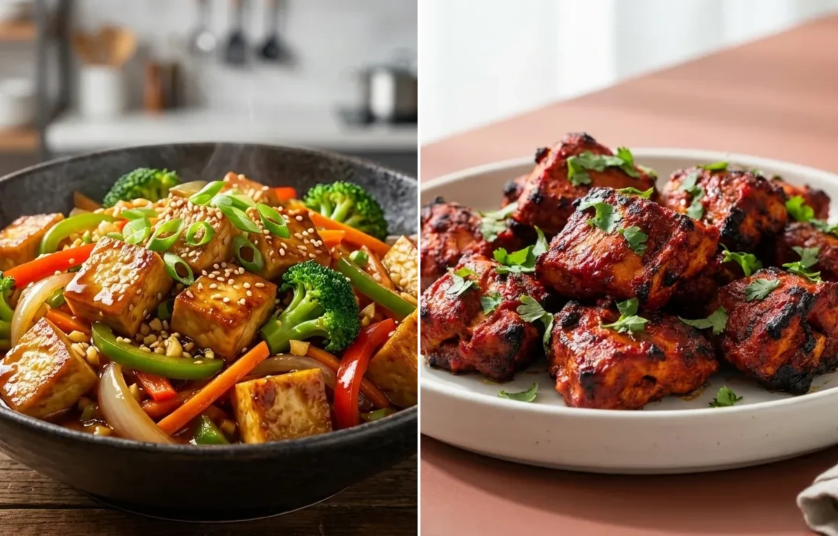 Grilled Chicken Tikka with Sautéed Peppers and Kachumber Salad