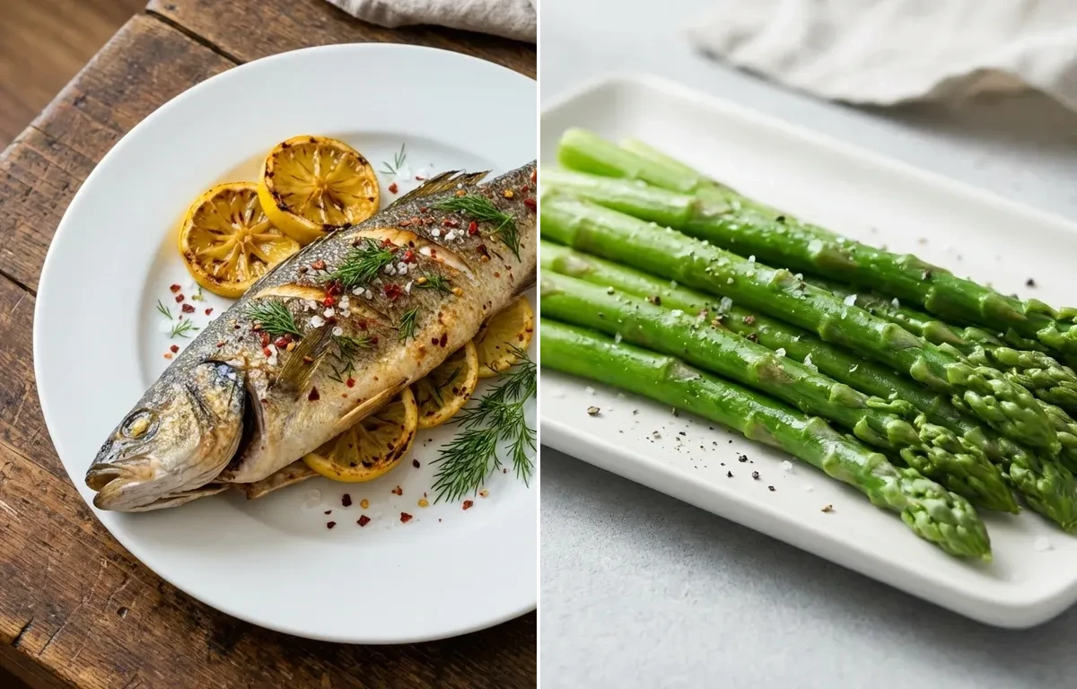 Grilled Fish with Lemon and Dill with Steamed Asparagus