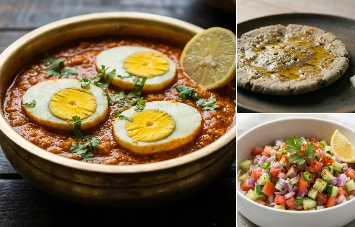 Gujarati Egg Curry with Bajra Rotlo