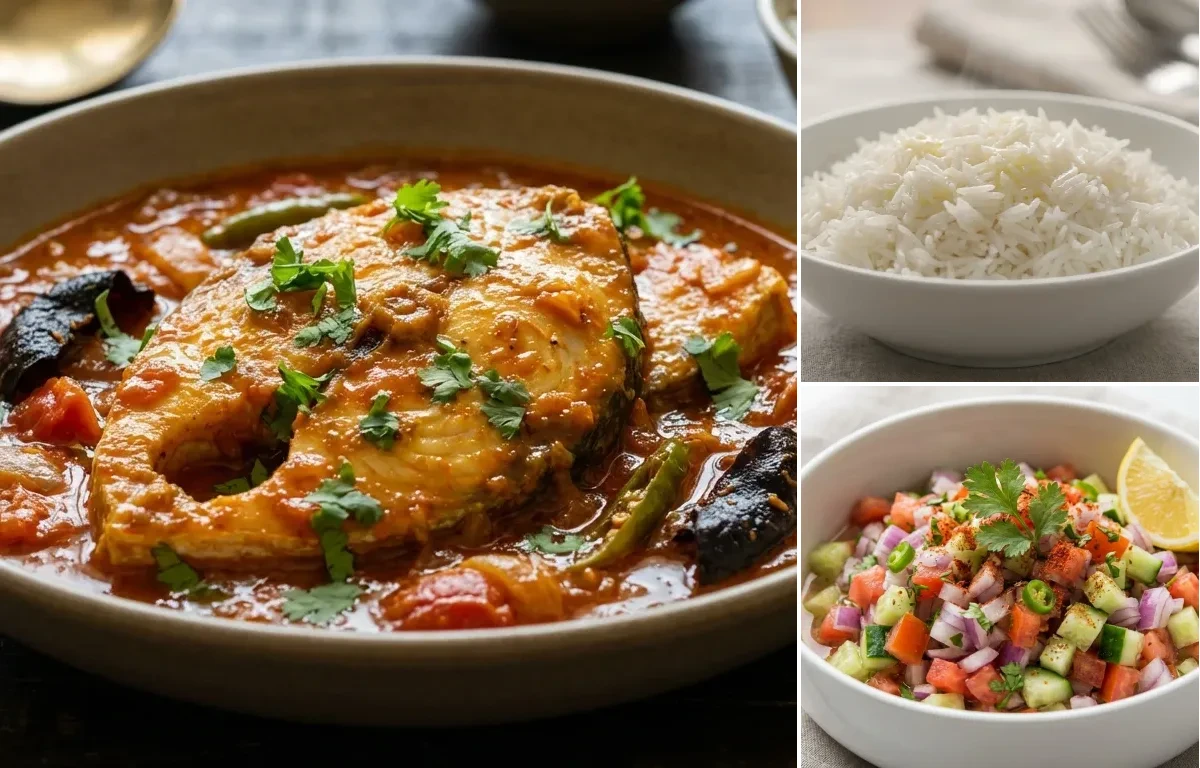 Gujarati Fish Curry with Steamed Basmati Rice