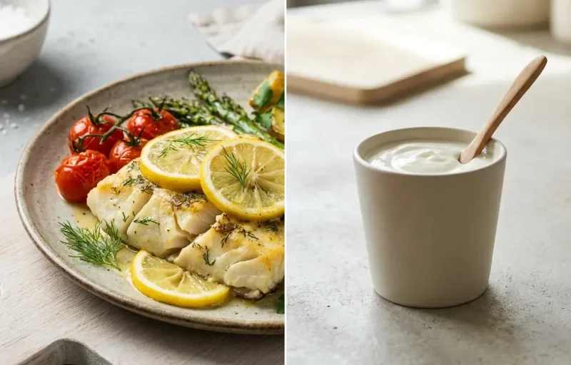 Half Cup Dal with One Chapati, Baked Cod With Lemon and Plain Yogurt Cup