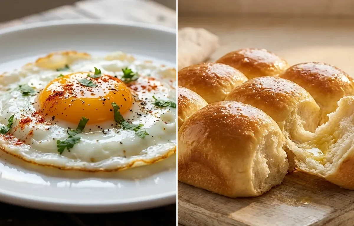 Half Fry Egg with Ladi Pav