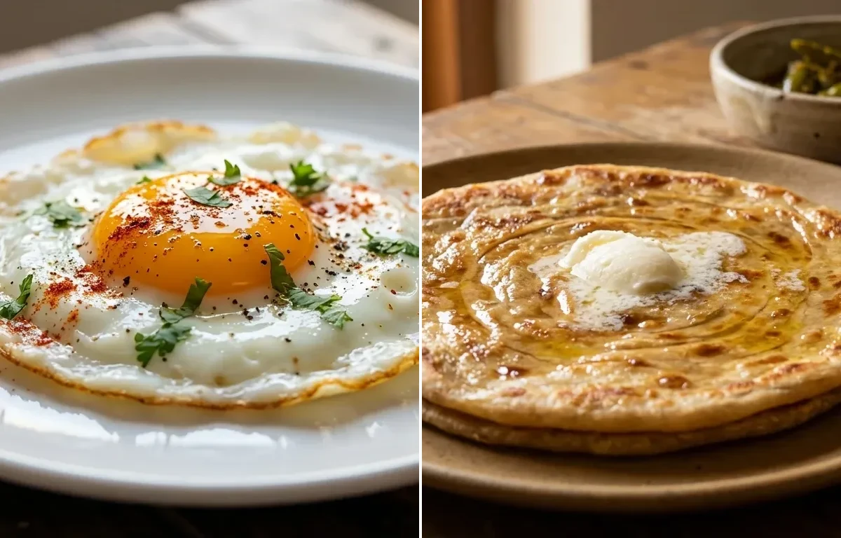 Half Fry Egg with Paratha