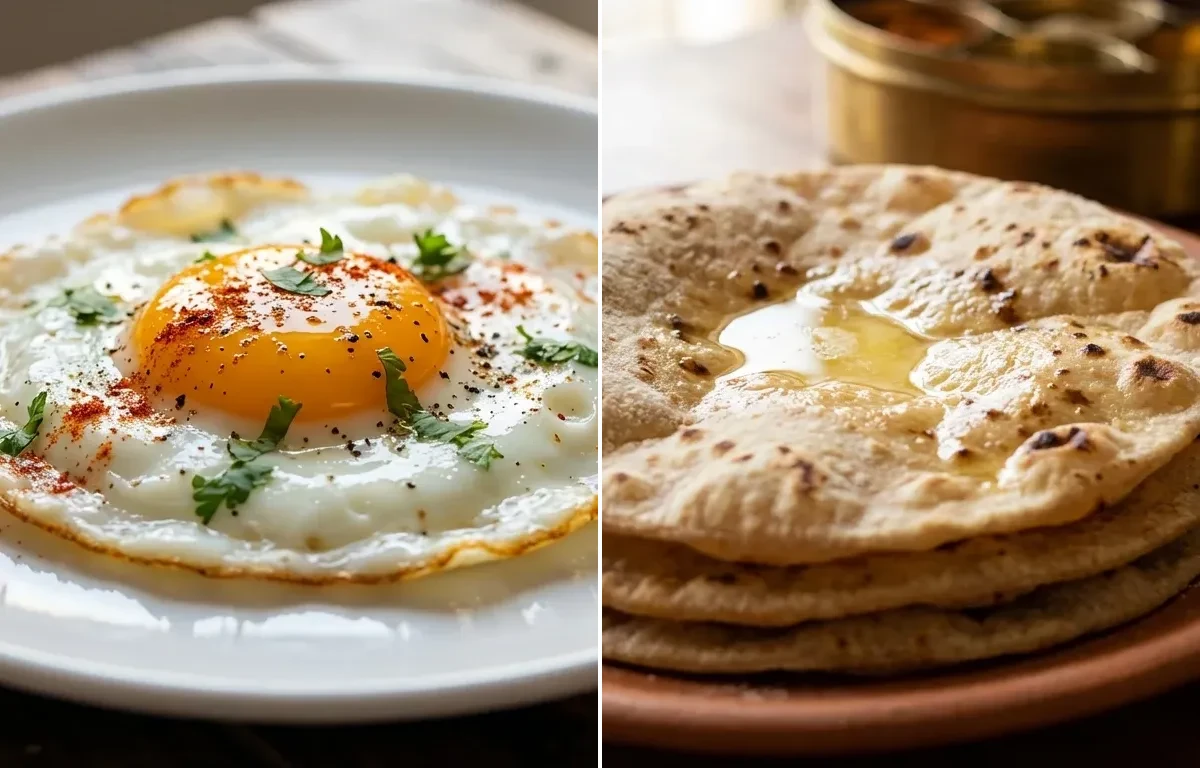 Half Fry Egg with Roti