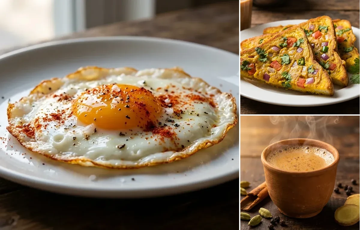 Half Fry Eggs with Tawa Bread Toast