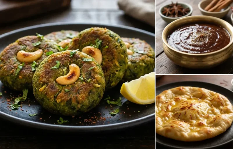 Hara Bhara Kebab with Imli Chutney and Saffron Sheermal