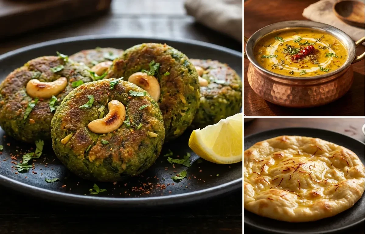 Hara Bhara Kebab with Sultani Dal and Saffron Sheermal