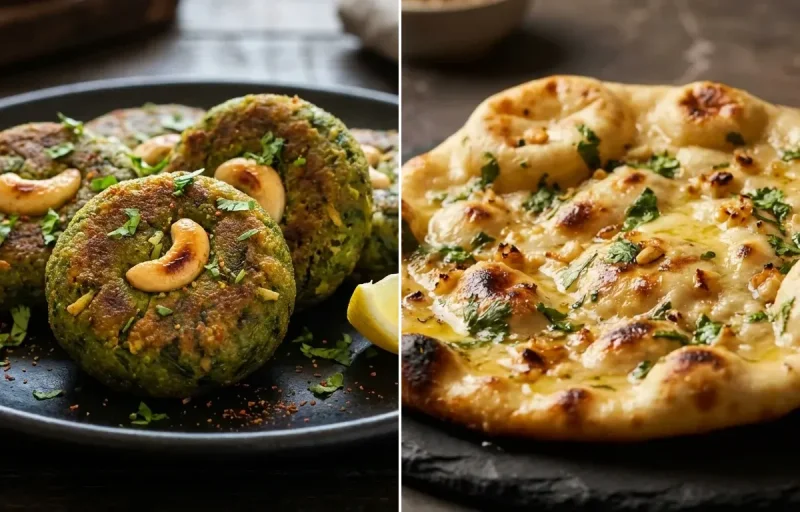 Hara Bhara Kebab with Garlic Naan