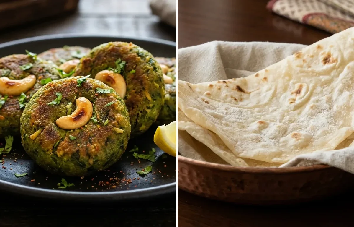 Hara Bhara Kebab with Roomali Roti