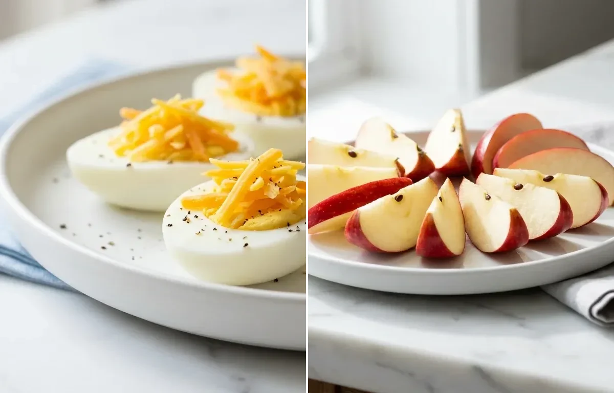Hard Boiled Eggs with Cheddar with Sliced Apple