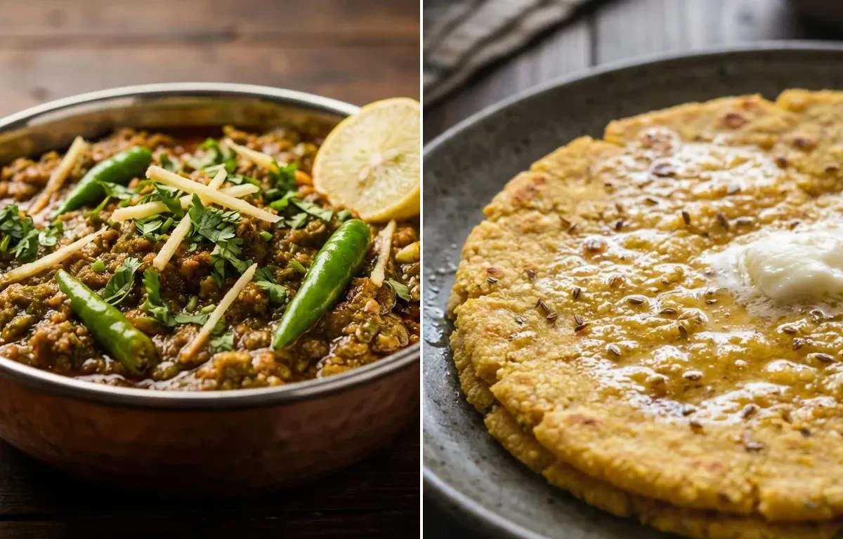 Hari Mirch ka Keema with Makki di Roti