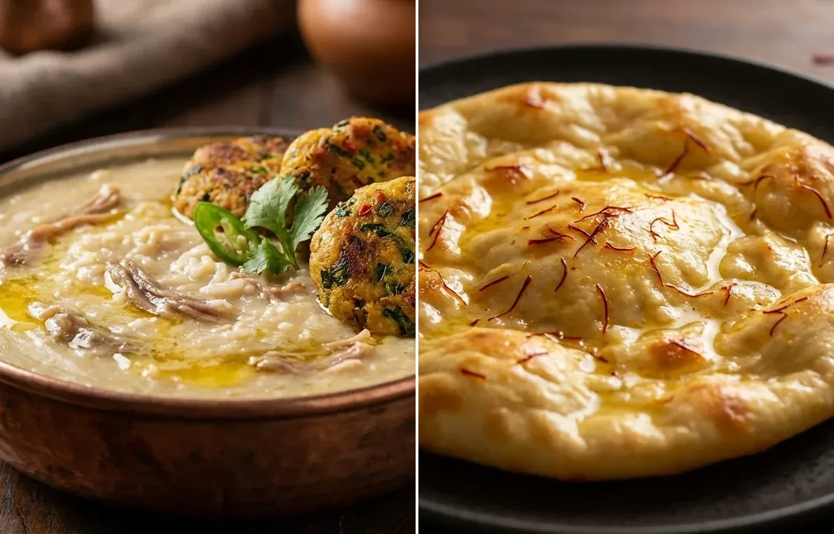Harisa with Methi Kabab with Saffron Sheermal
