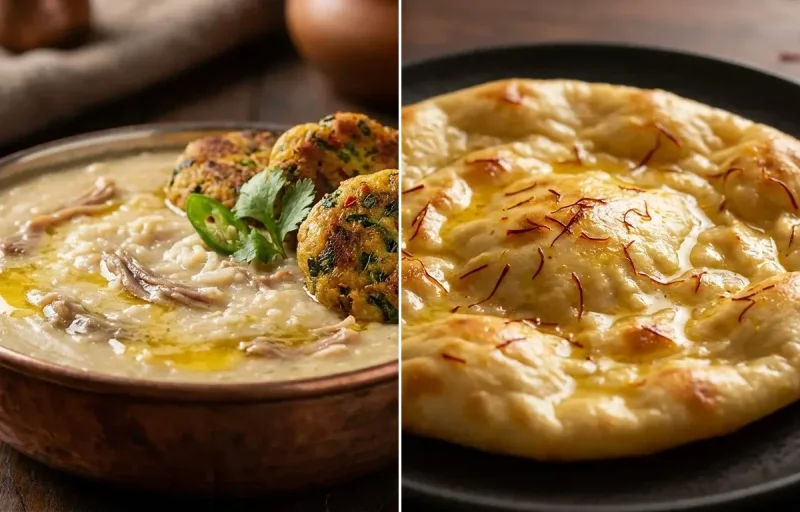 Harisa with Methi Kabab with Saffron Sheermal