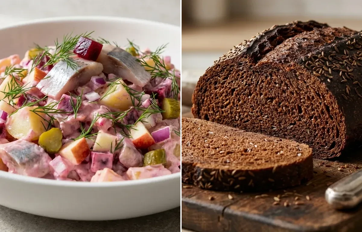 Herring Salad with Pumpernickel Bread