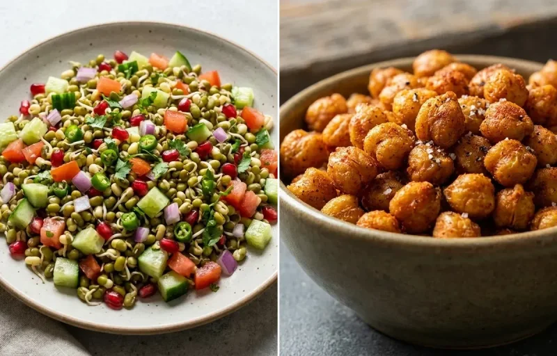Sprouted Moong Salad with Roasted Chickpeas