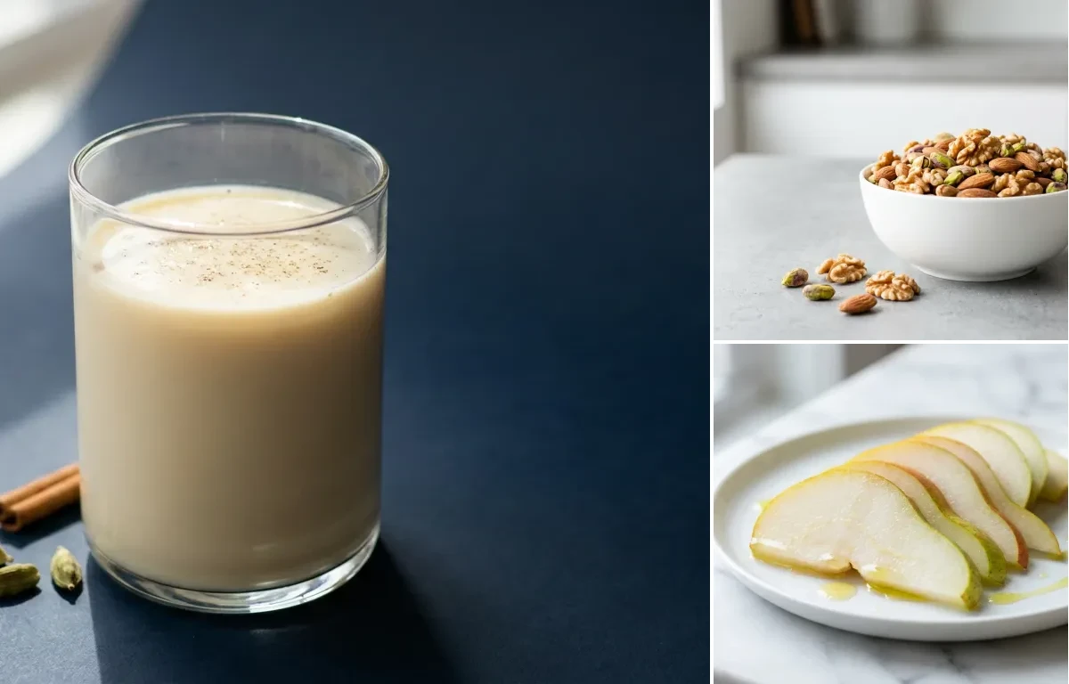 Soy Milk with Mixed Nuts with Fresh Pear