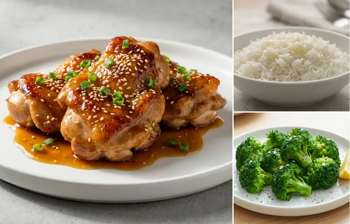 Honey Garlic Chicken with Steamed Basmati Rice and Steamed Broccoli