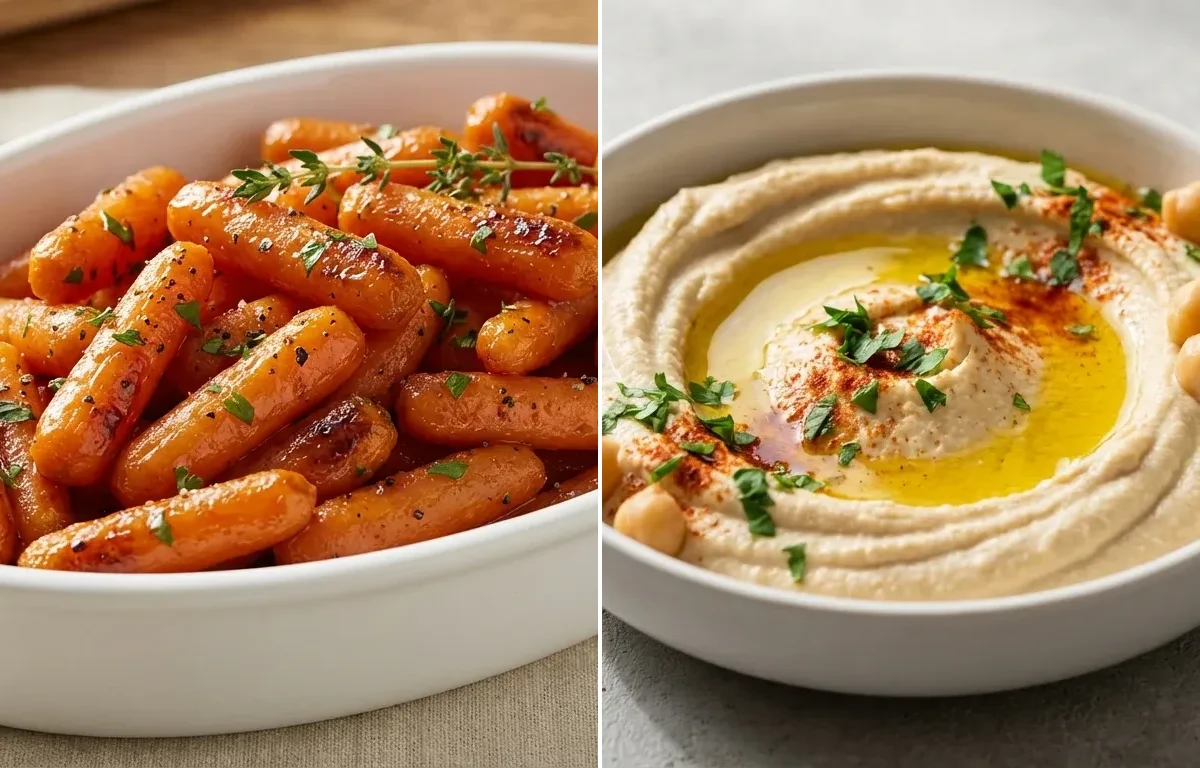 Honey Glazed Baby Carrots with Hummus
