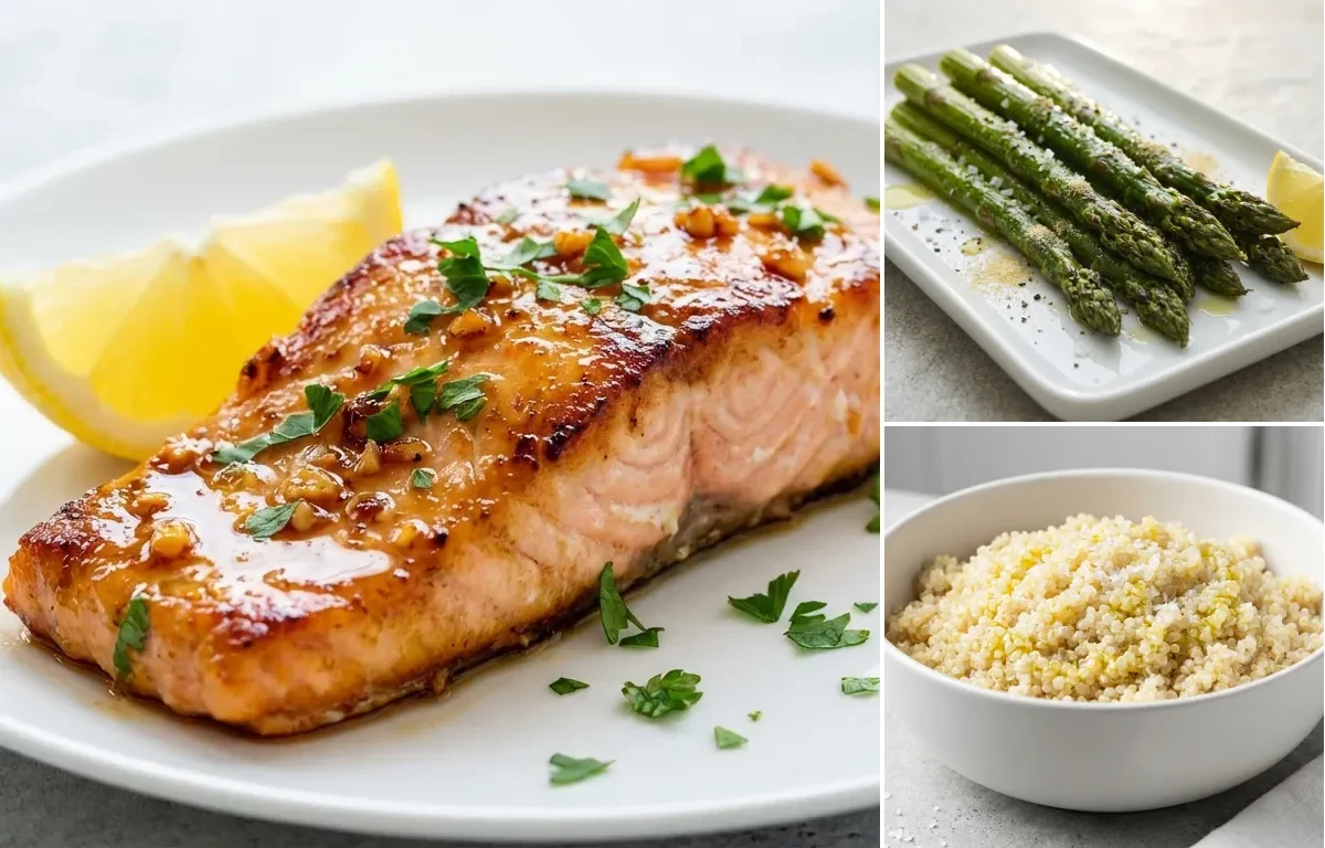 Honey Glazed Salmon with Roasted Asparagus and Quinoa