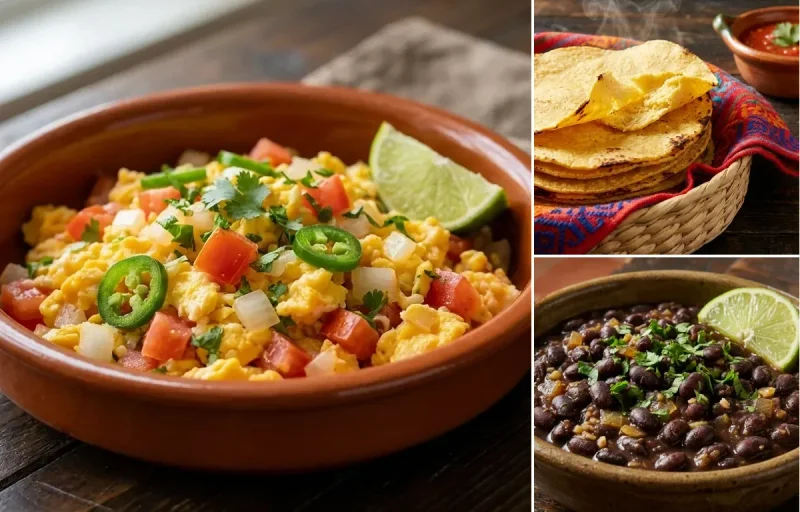 Huevos a la Mexicana with Corn Tortillas and Savory Black Beans