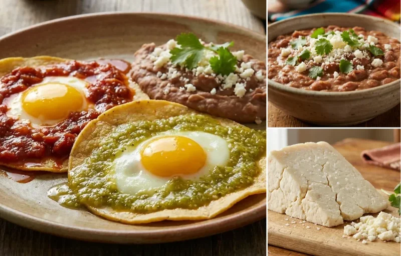 Huevos Divorciados with Tex-Mex Refried Beans and Cotija Cheese