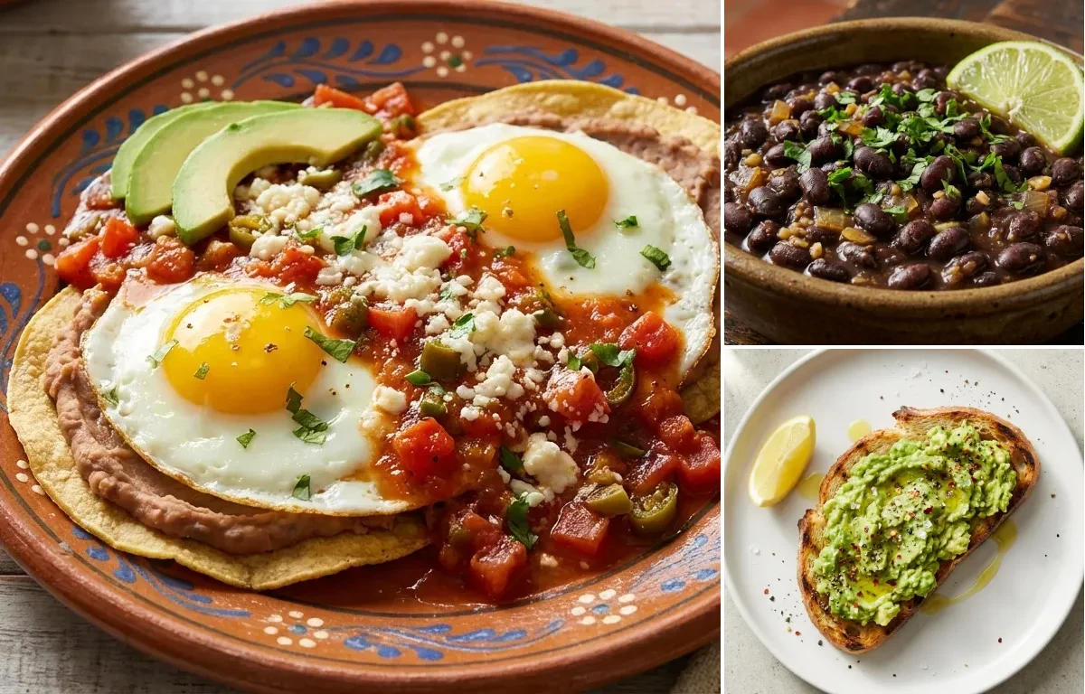 Huevos Rancheros with Savory Black Beans and Avocado Toast