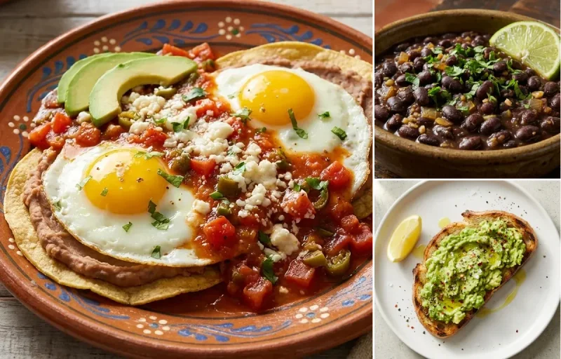 Huevos Rancheros with Savory Black Beans and Avocado Toast