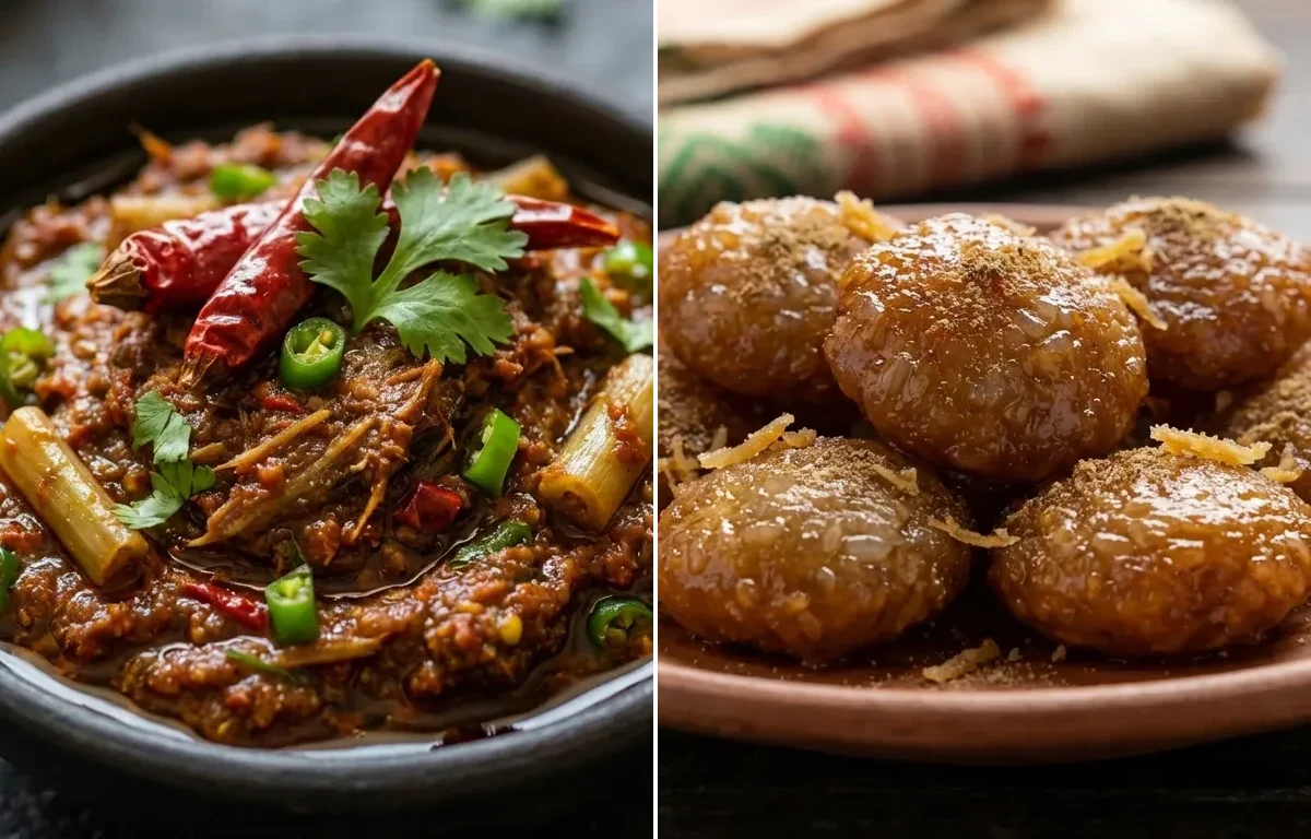 Hukoti Maas Chutney with Bora Saul Pitha