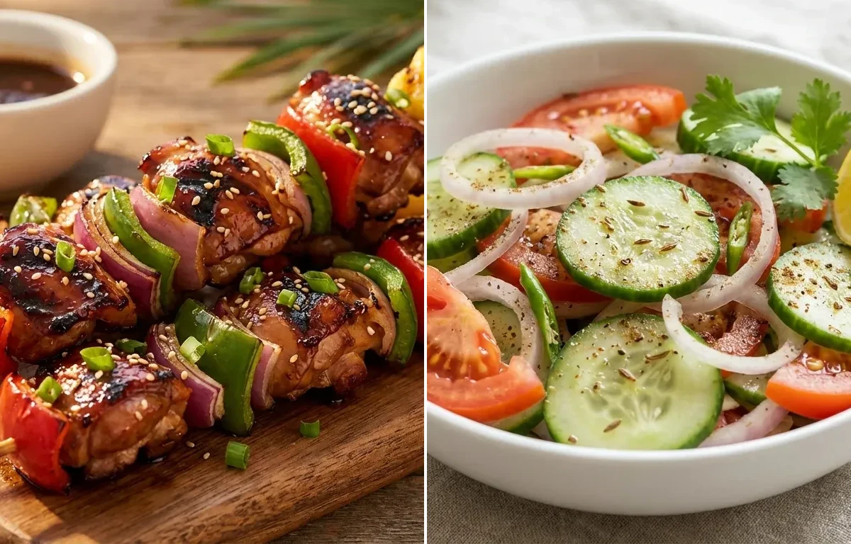 Huli Huli Chicken Skewers with Green Salad