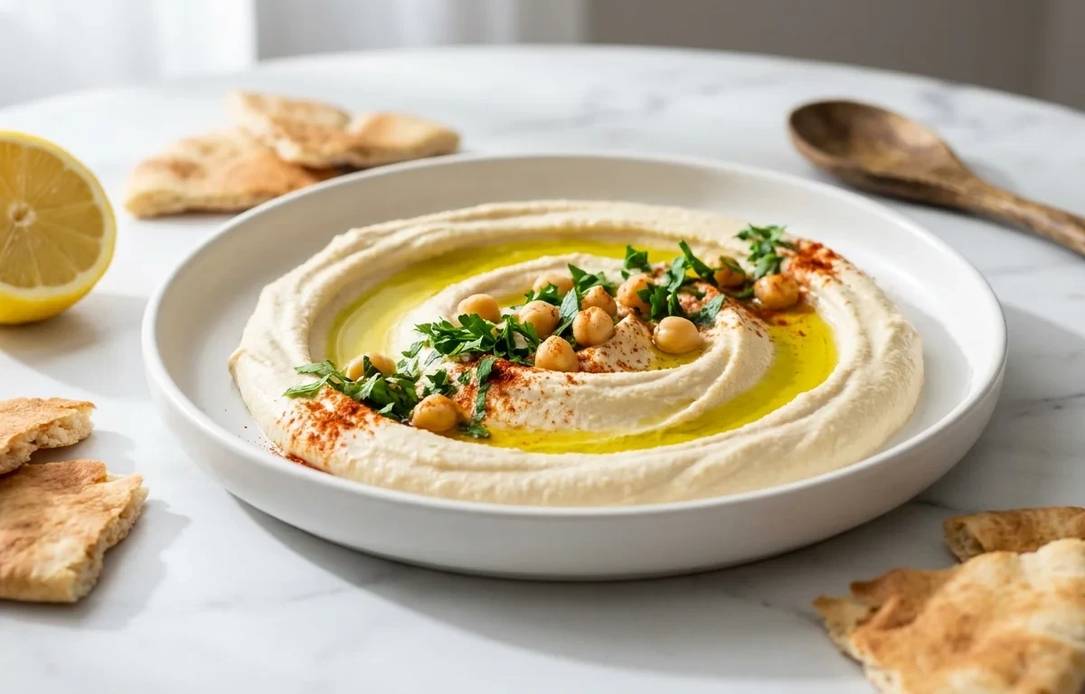 Hummus Platter with Crudits and Pita Wedges Mediterranean Diet