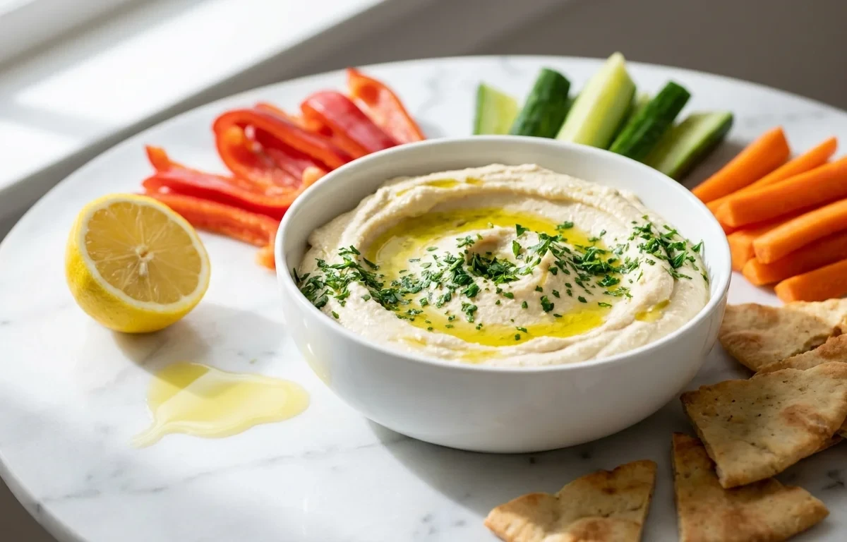 Hummus with Crudits and Crackers Type2 Diabetes Managed