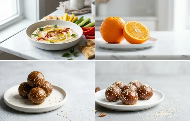 Hummus with Crudits and Pita with Fresh Orange Snack + supplement + iron