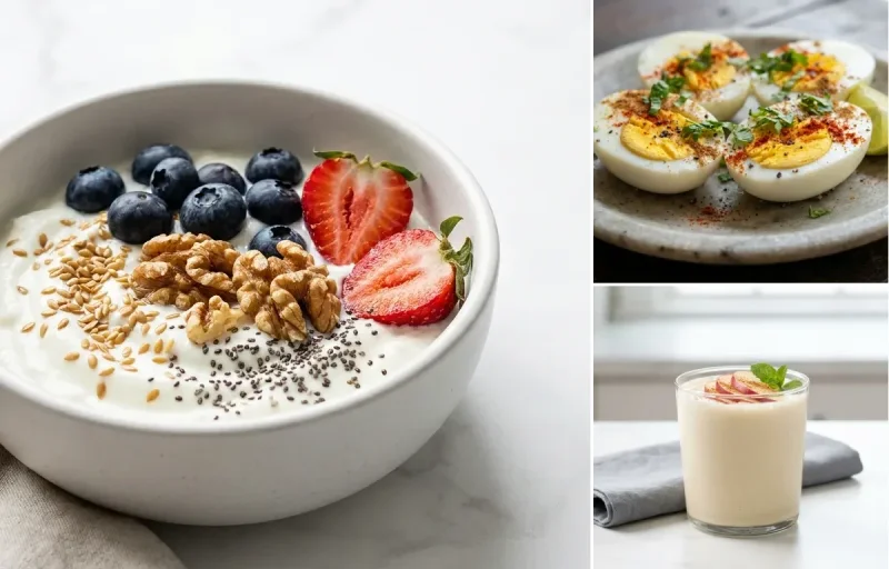 Hung Curd Bowl with Boiled Eggs with Whey Shake
