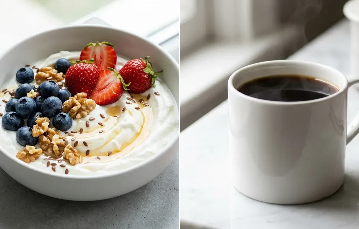 Hung Curd with Berries with Black Coffee