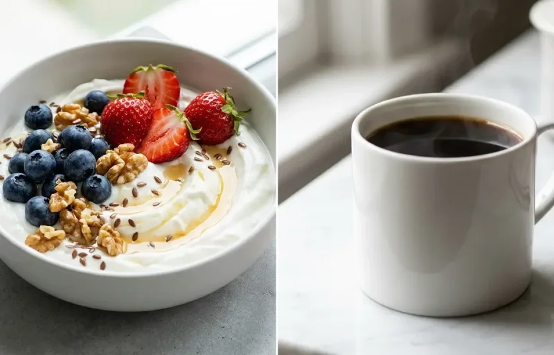 Hung Curd with Berries with Black Coffee