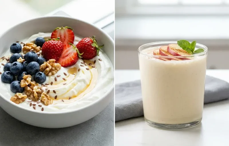 Hung Curd with Berries with Whey Shake