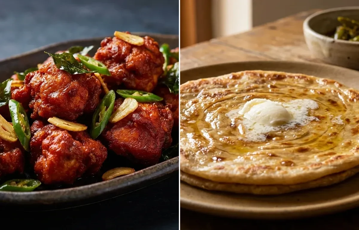 Hyderabadi Chicken 65 with Paratha