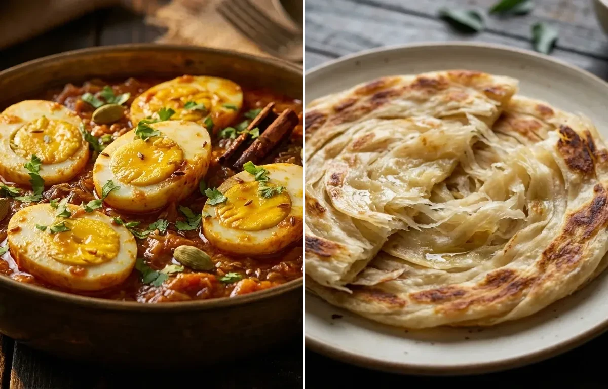 Hyderabadi Egg Roast with Parotta