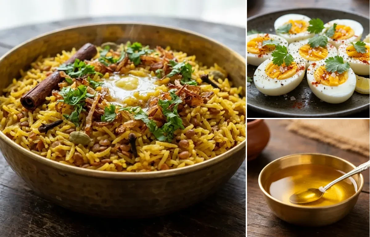 Hyderabadi Khichdi with Boiled Egg and Ghee