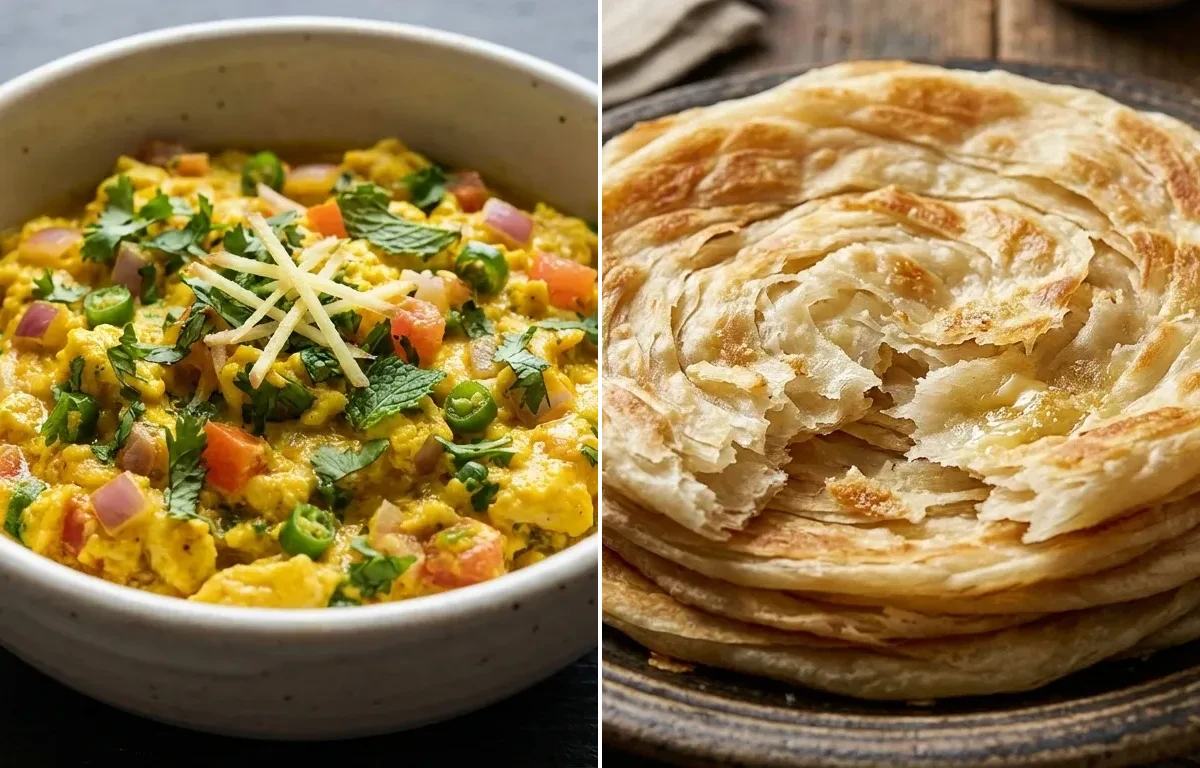Hyderabadi Scrambled Eggs with Malabar Parotta