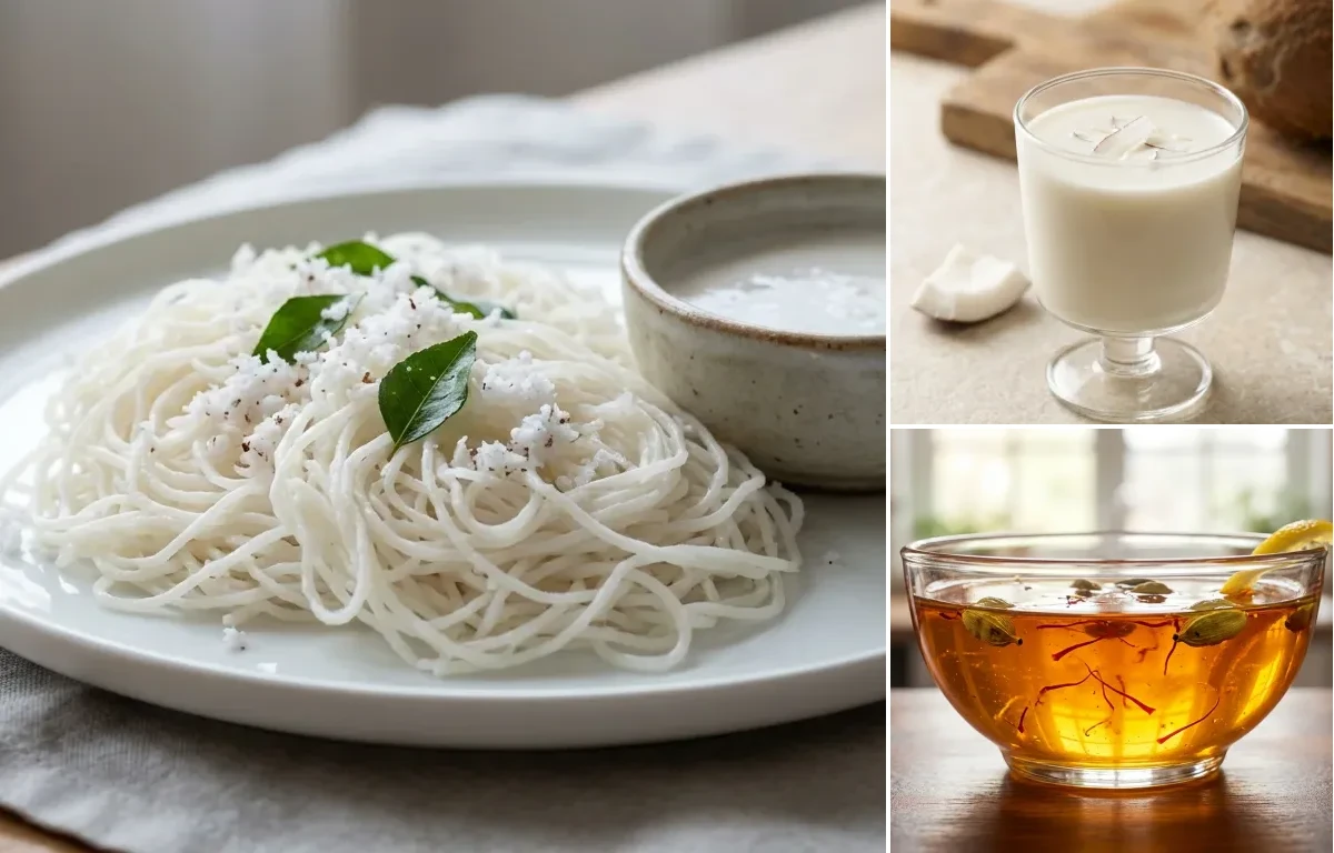 Idiyappam with Coconut Milk and Chashni