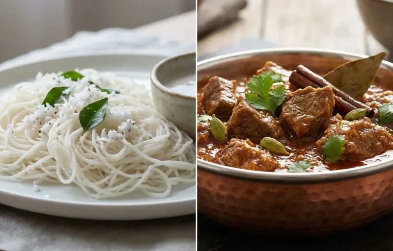 Idiyappam with Beef Curry