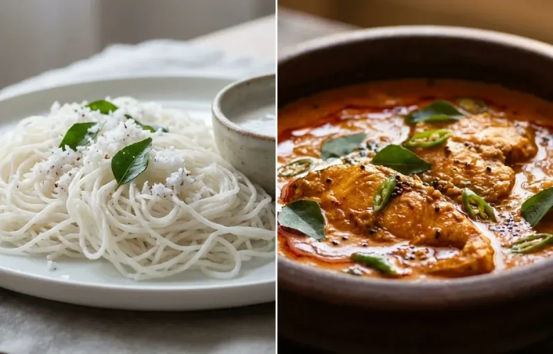 Idiyappam with Fish Curry