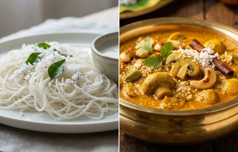 Idiyappam with Mushroom Kurma