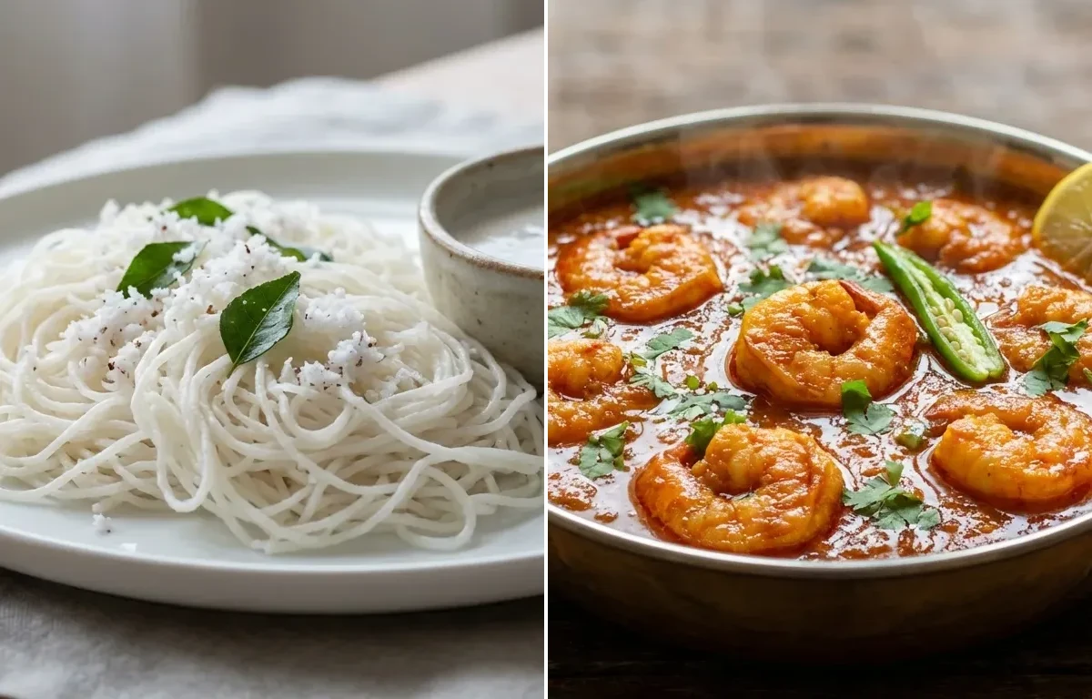 Idiyappam with Prawn Masala Curry
